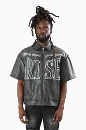 Royalty Colorblock Full Zip Shirt - Black