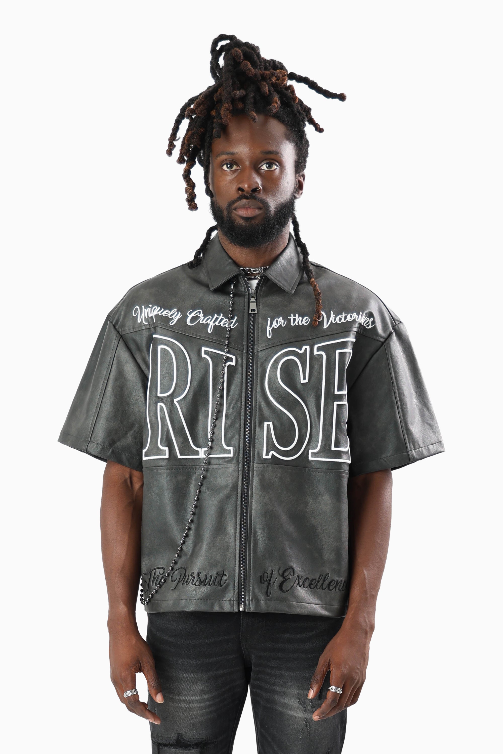 Royalty Colorblock Full Zip Shirt - Black