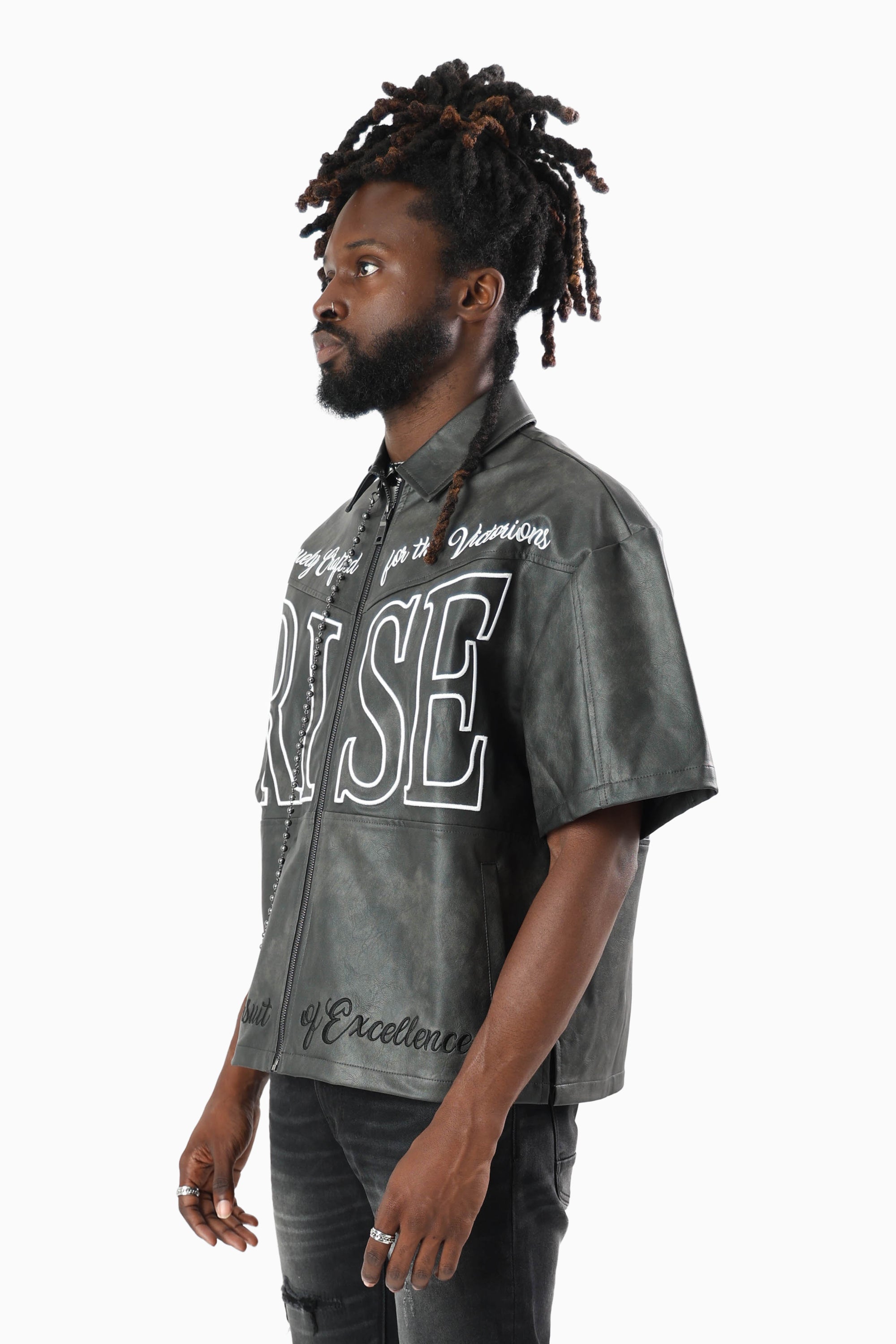 Royalty Colorblock Full Zip Shirt - Black