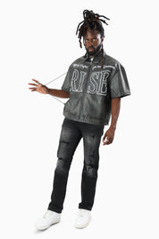 Royalty Colorblock Full Zip Shirt - Black