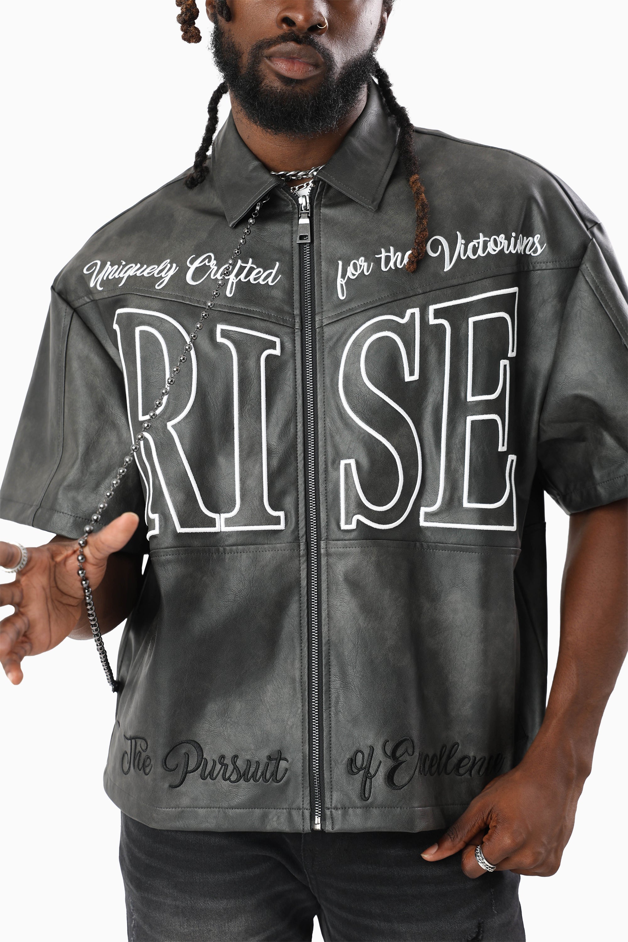 Royalty Colorblock Full Zip Shirt - Black