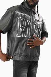 Royalty Colorblock Full Zip Shirt - Black