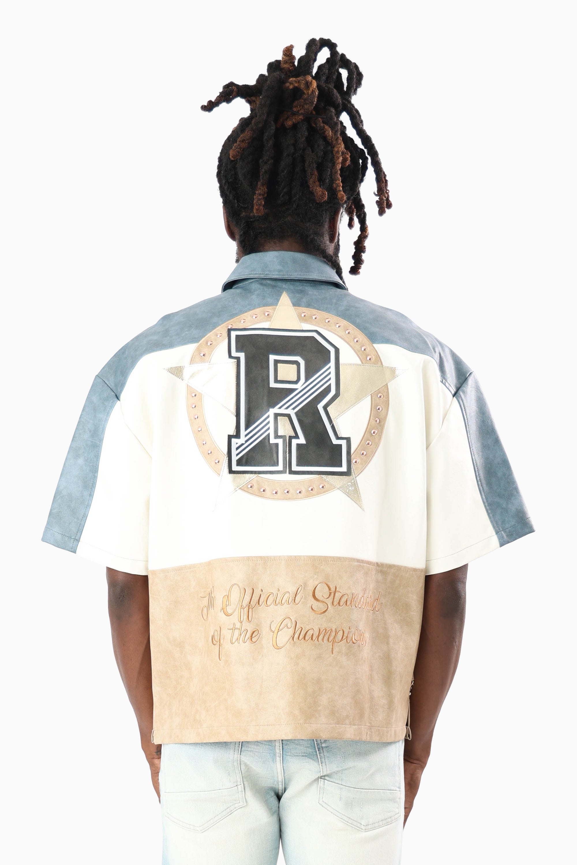 Royalty Colorblock Full Zip Shirt - Pale Khaki
