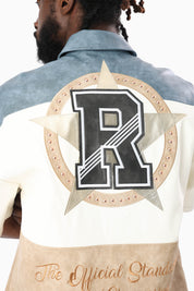 Royalty Colorblock Full Zip Shirt - Pale Khaki