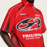Oversized Cropped Triumph Woven Shirt - True Red