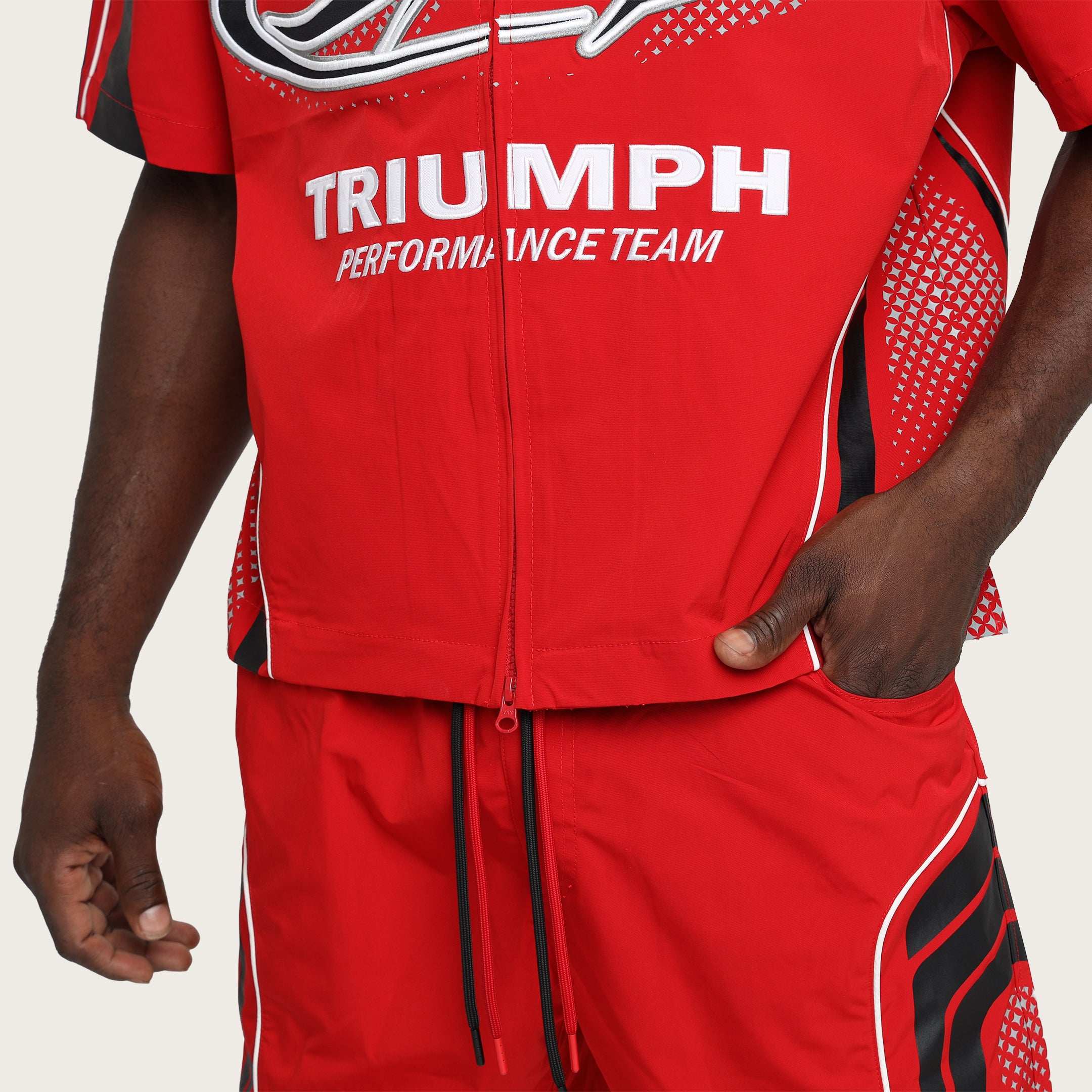 Oversized Cropped Triumph Woven Shirt - True Red