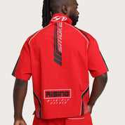 Oversized Cropped Triumph Woven Shirt - True Red