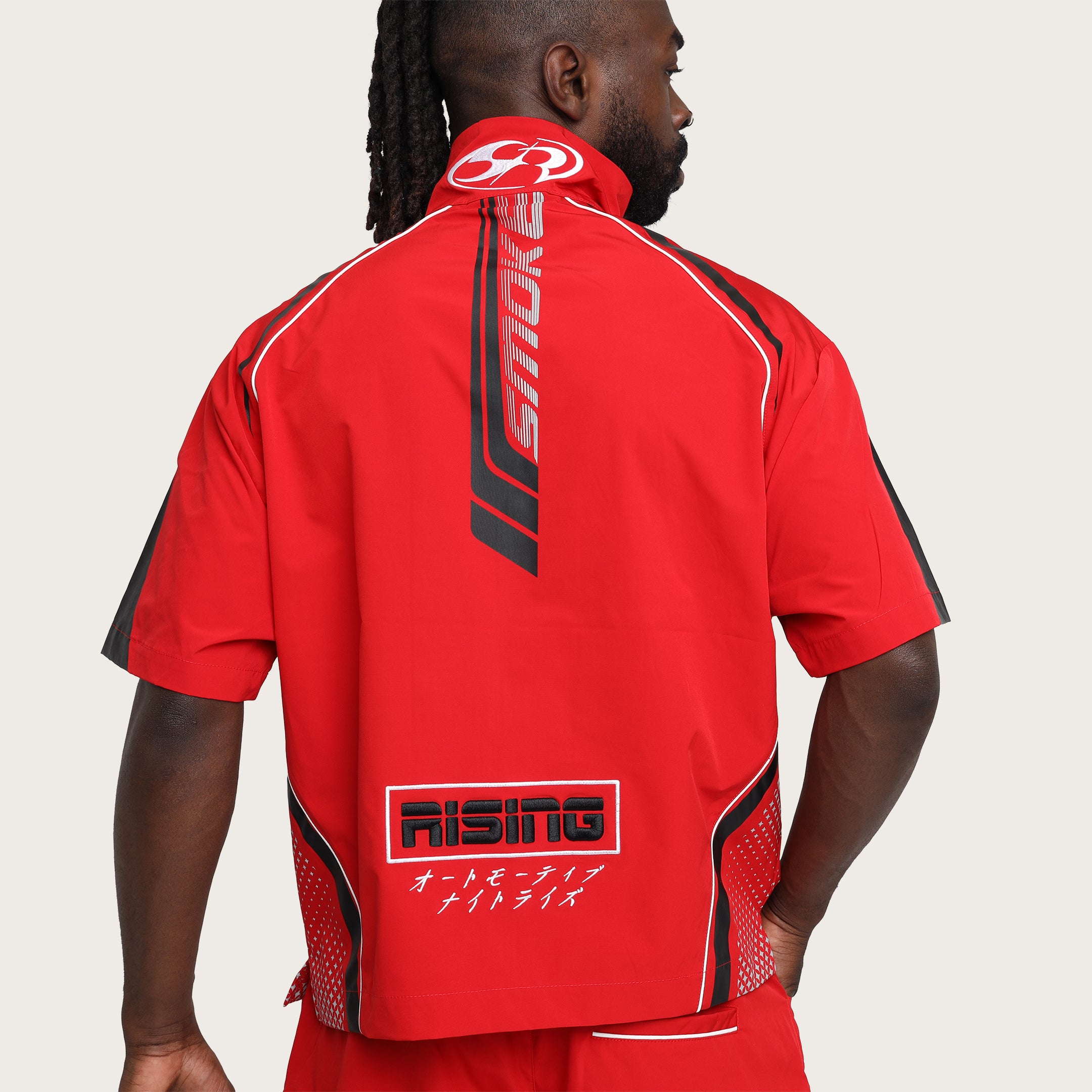 Oversized Cropped Triumph Woven Shirt - True Red