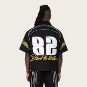 Oversized Cropped Seize The Moment Camp Collar SS Shirt - Black