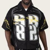 Oversized Cropped Seize The Moment Camp Collar SS Shirt - Black