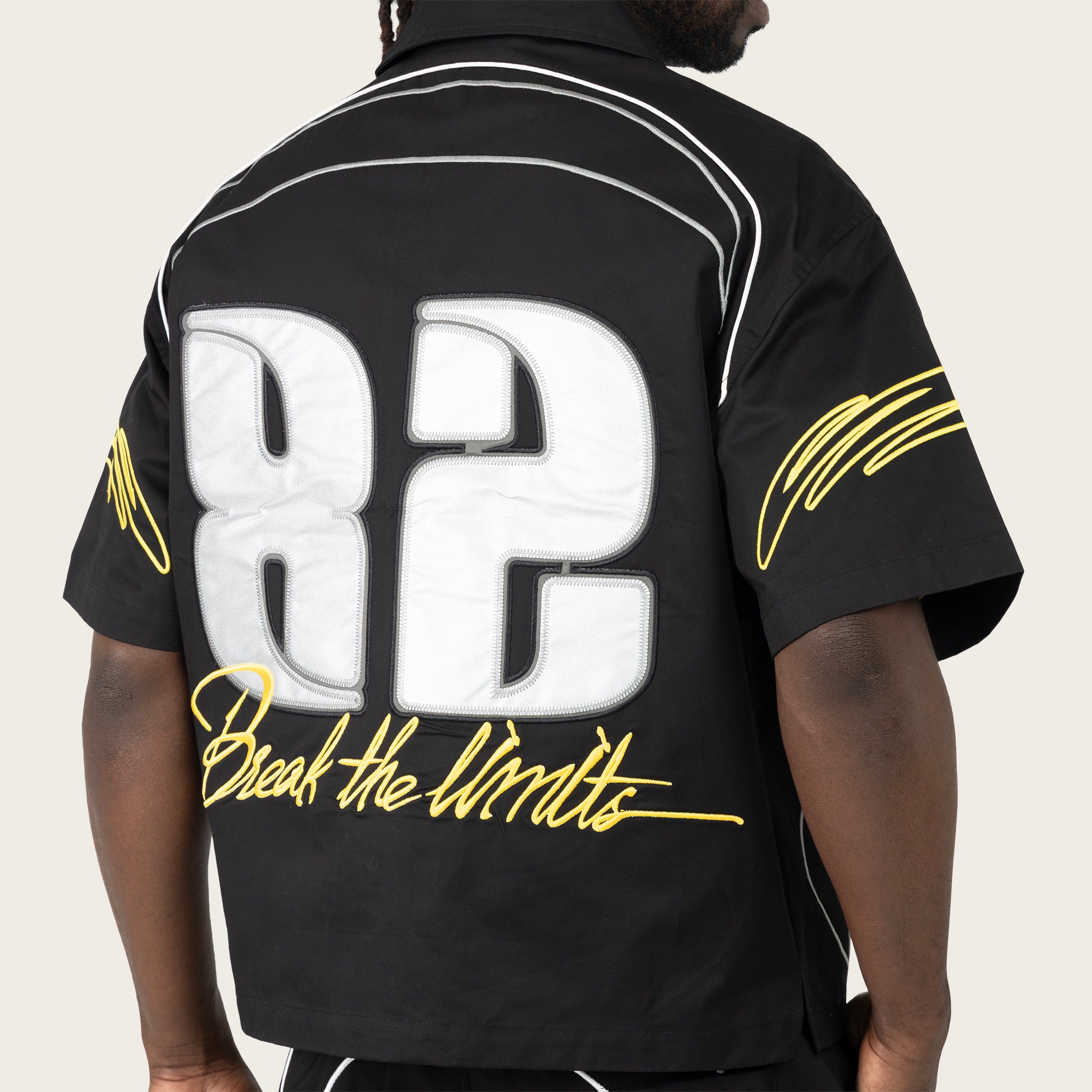 Oversized Cropped Seize The Moment Camp Collar SS Shirt - Black