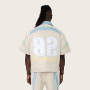 Oversized Cropped Seize The Moment Camp Collar SS Shirt - Turq