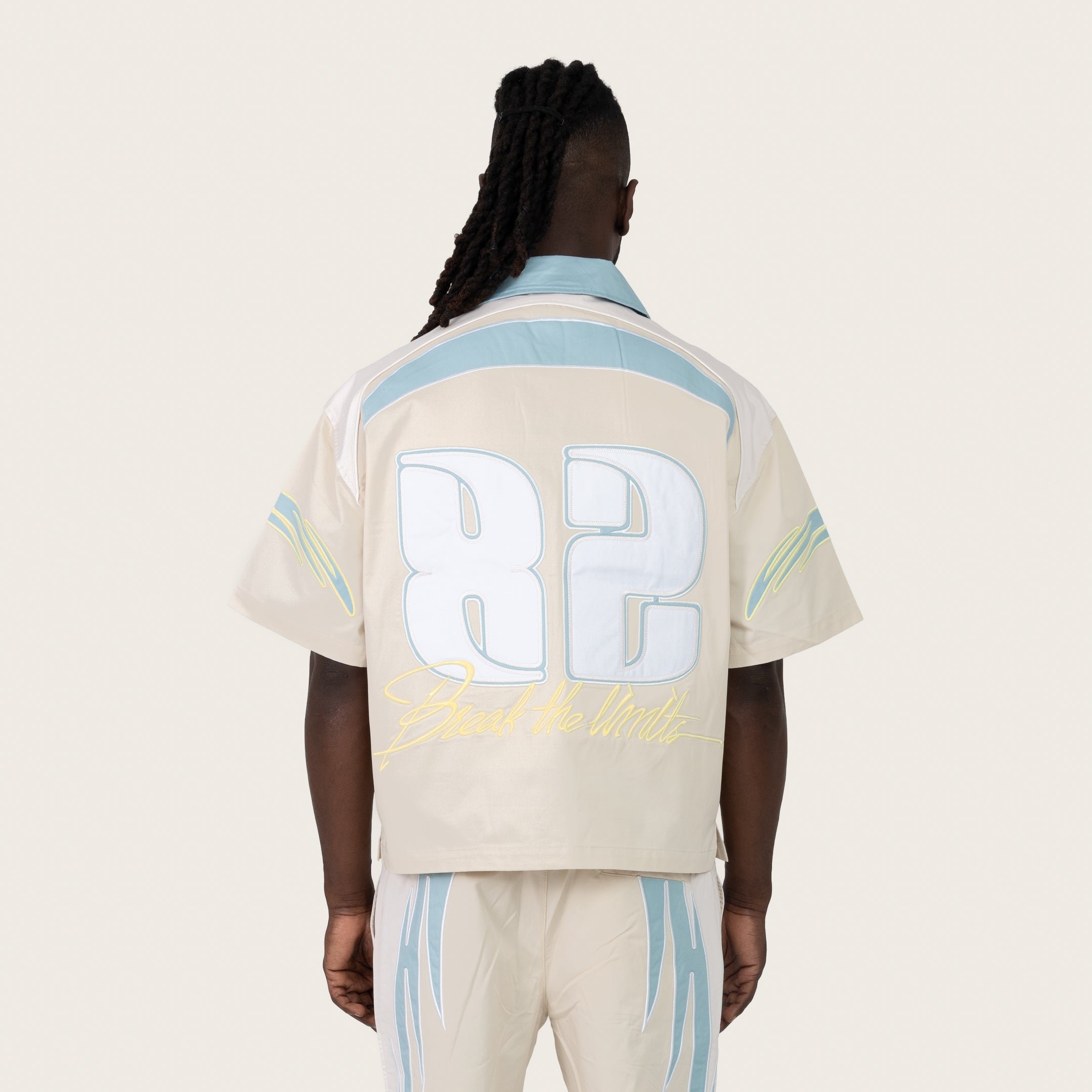 Oversized Cropped Seize The Moment Camp Collar SS Shirt - Turq