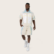 Oversized Cropped Seize The Moment Camp Collar SS Shirt - Turq