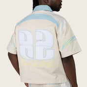 Oversized Cropped Seize The Moment Camp Collar SS Shirt - Turq