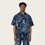 Oversized Cropped Brotherhood Denim Shirt - Nautical Blue