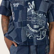 Oversized Cropped Brotherhood Denim Shirt - Nautical Blue