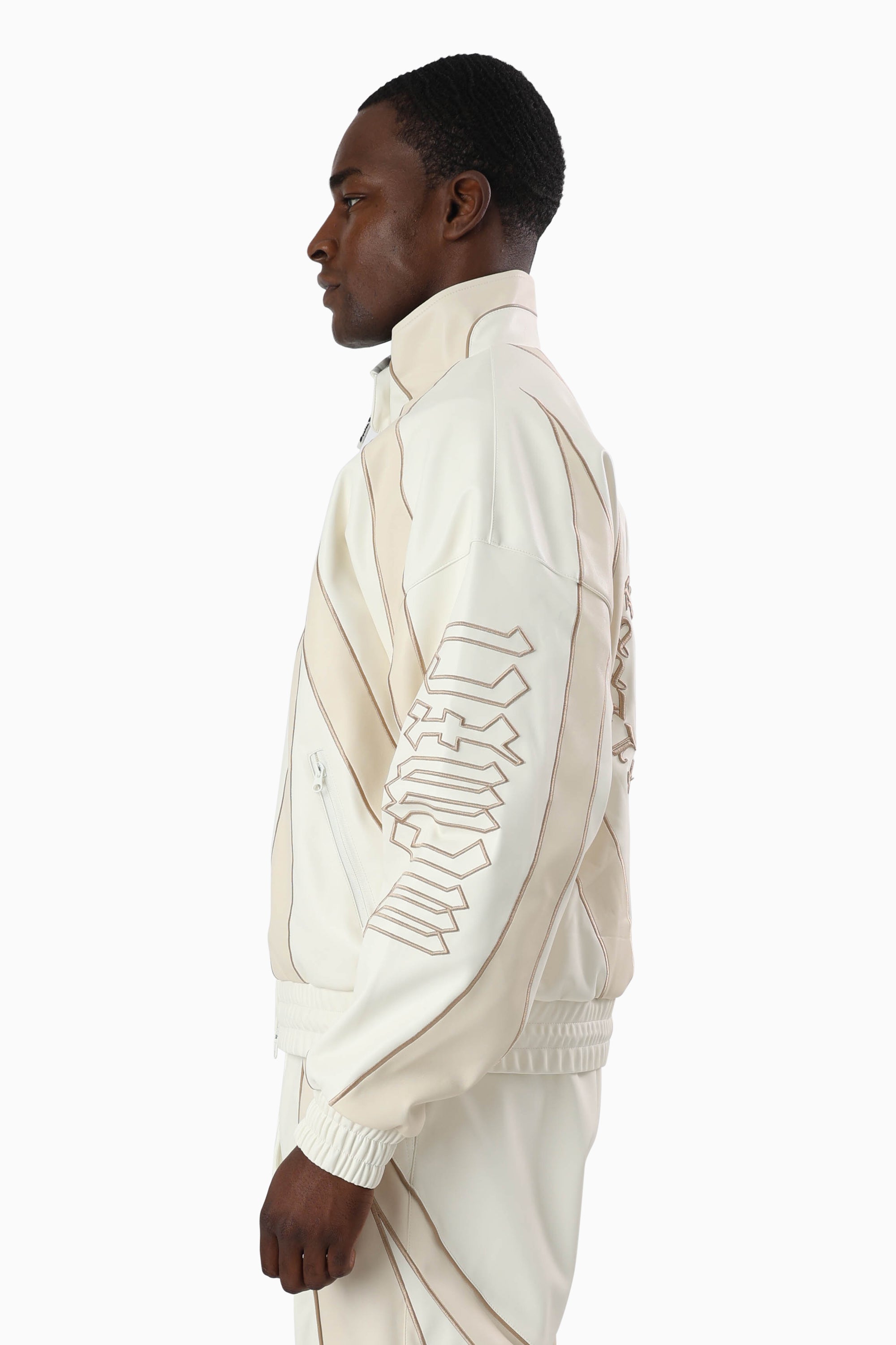 Gothic Pleather Track Jacket - Off White