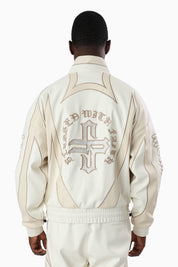 Gothic Pleather Track Jacket - Off White