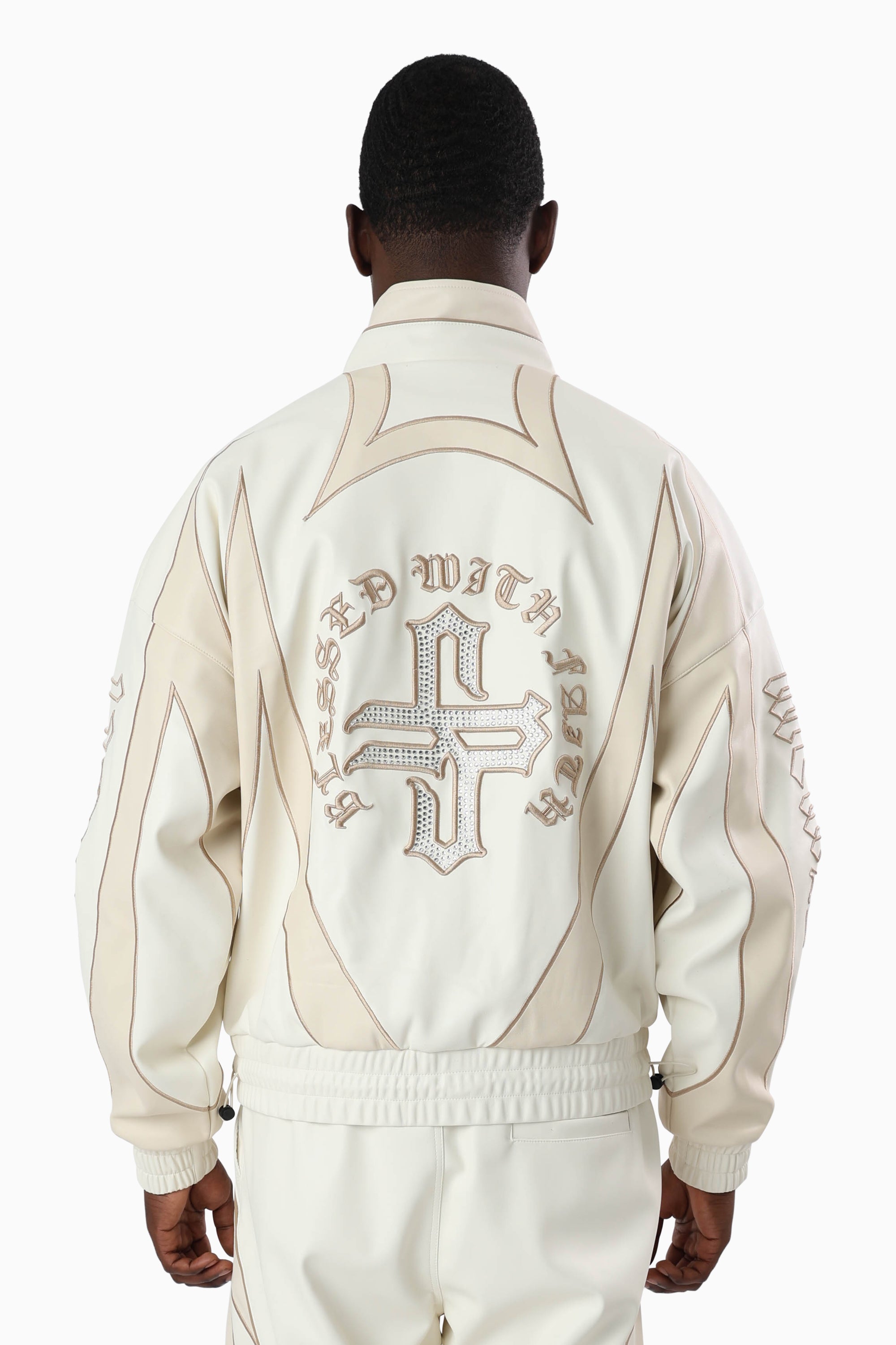 Gothic Pleather Track Jacket - Off White