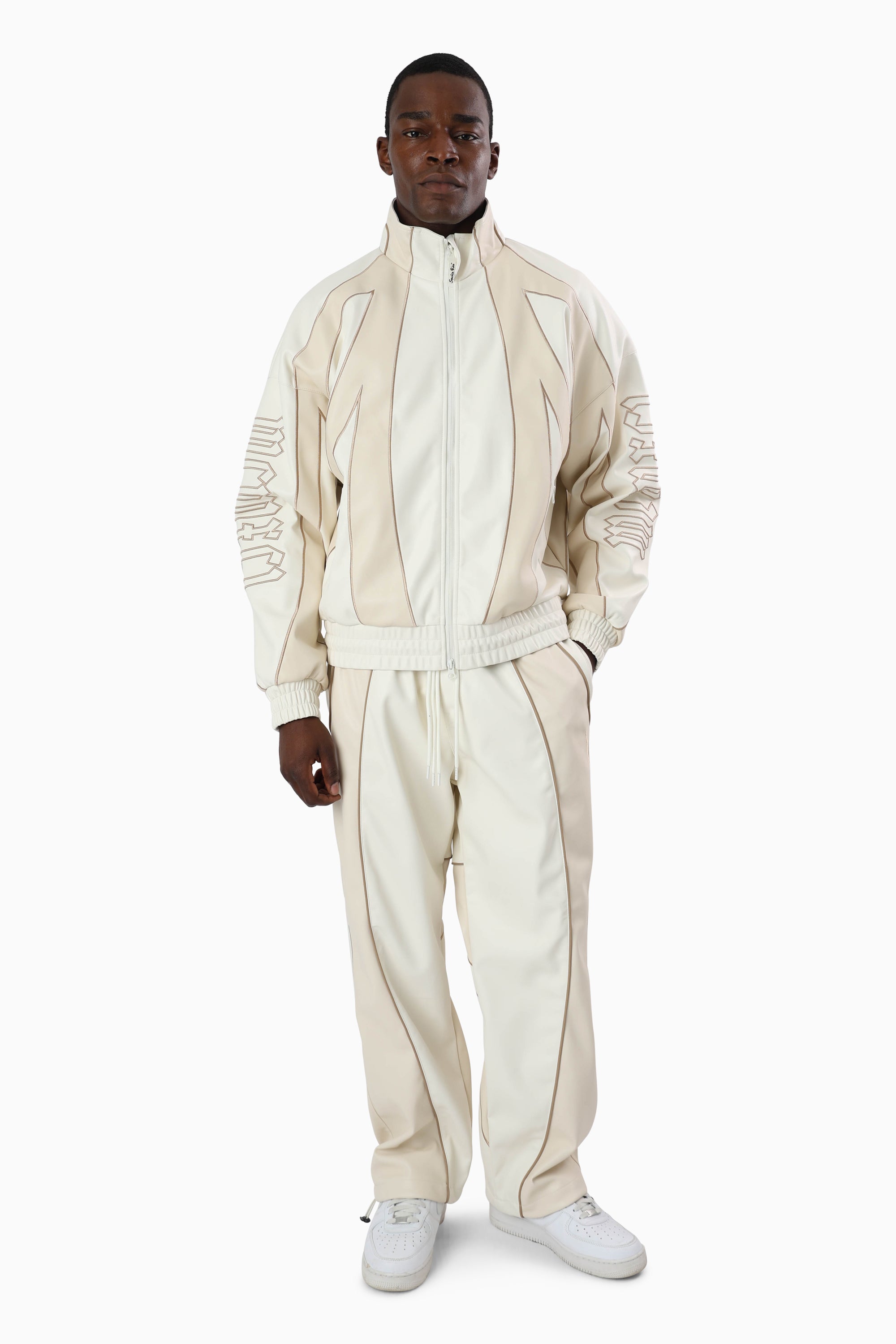 Gothic Pleather Track Jacket - Off White