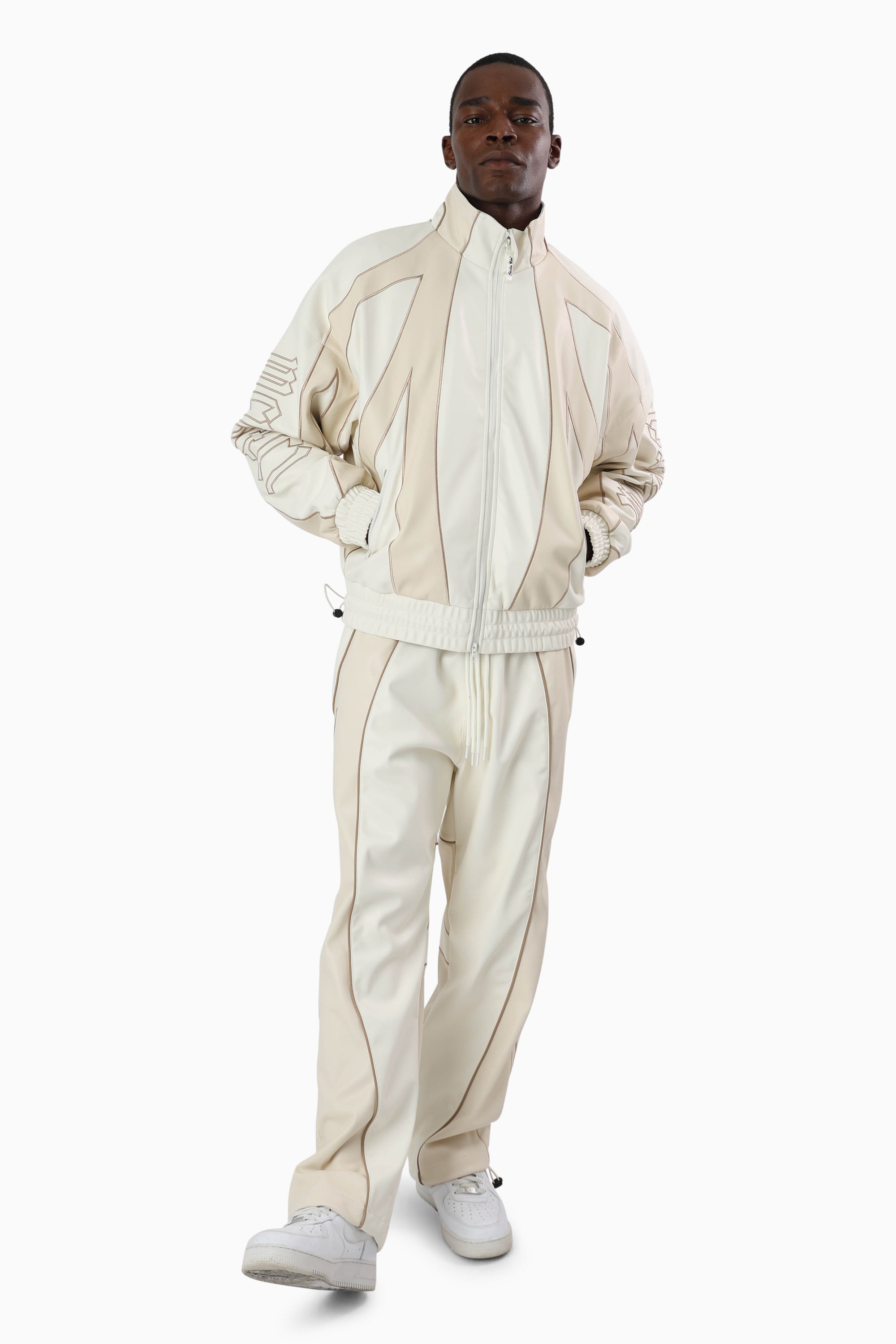 Gothic Pleather Track Jacket - Off White