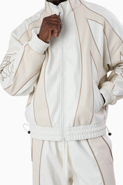 Gothic Pleather Track Jacket - Off White