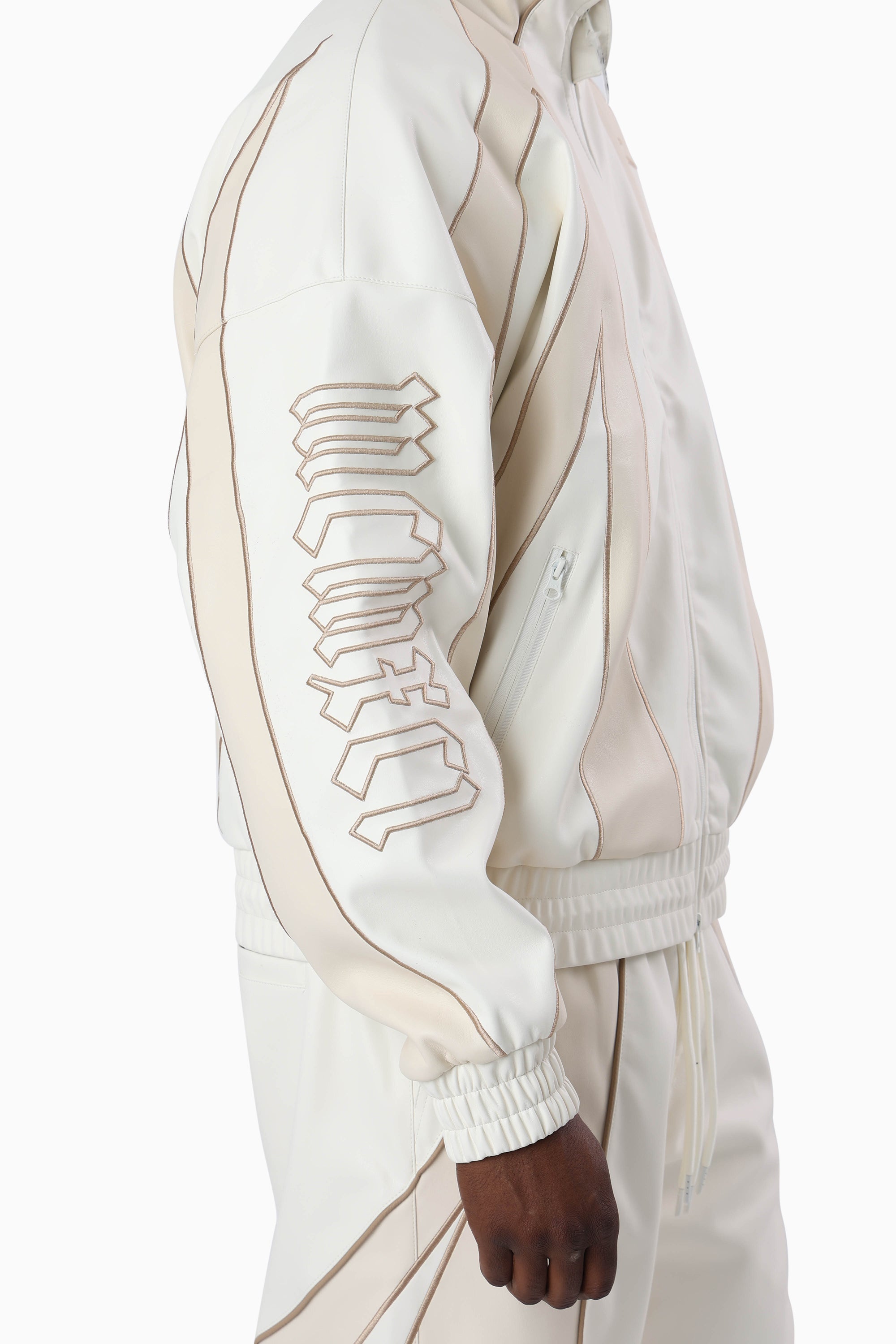 Gothic Pleather Track Jacket - Off White