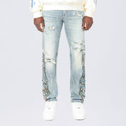 Long Slim Flame Tapestry Jeans