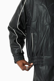 Limitless PU Hooded Bomber Jacket - Black