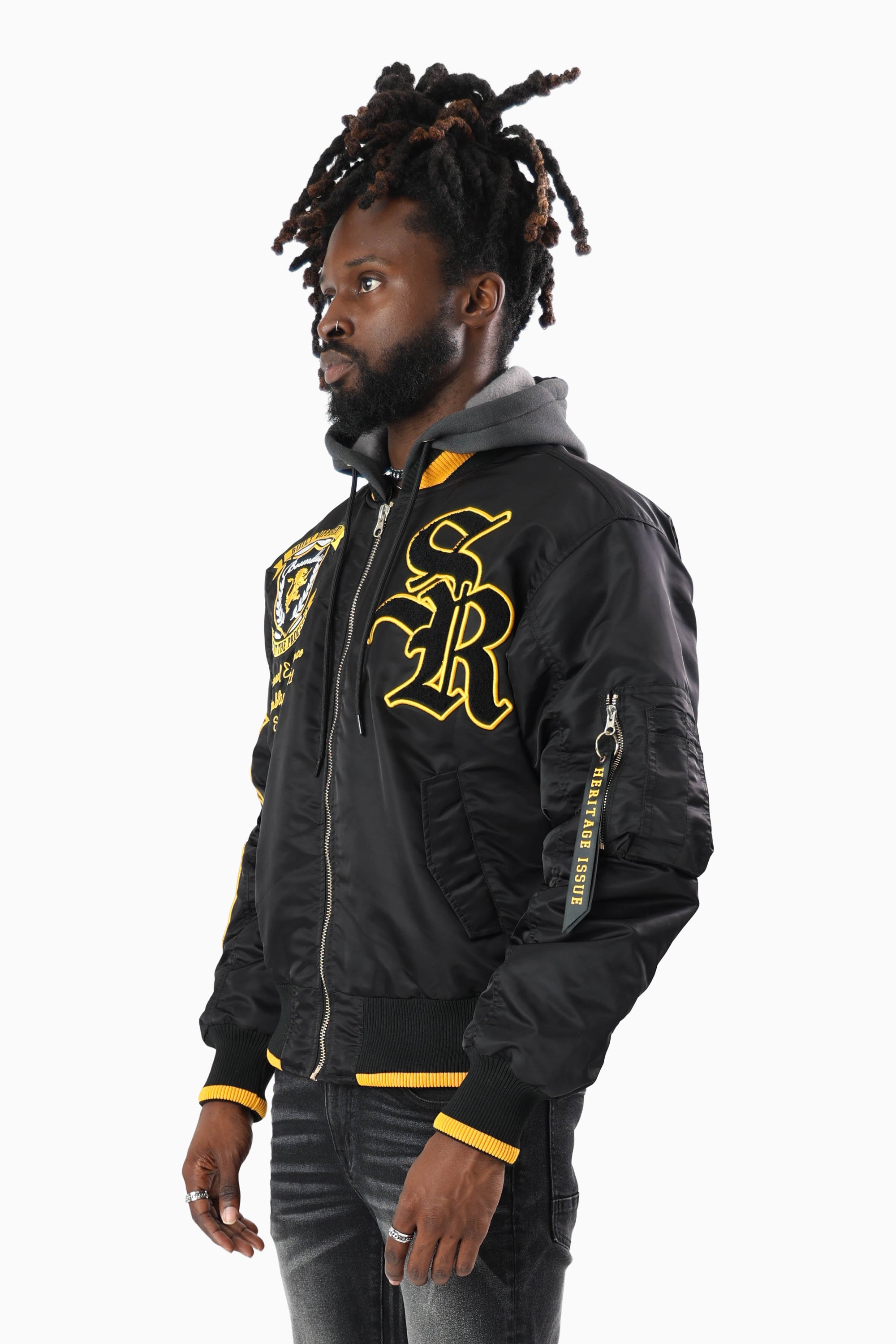 Rise Above All Hooded Bomber Jacket - Black