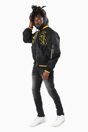 Rise Above All Hooded Bomber Jacket - Black