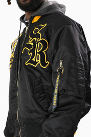 Rise Above All Hooded Bomber Jacket - Black