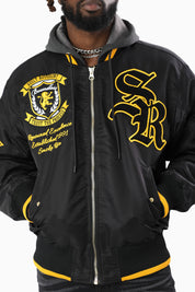 Rise Above All Hooded Bomber Jacket - Black