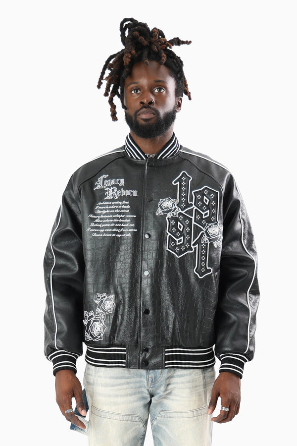 Elite Class Varsity Jacket - Crocodile Black