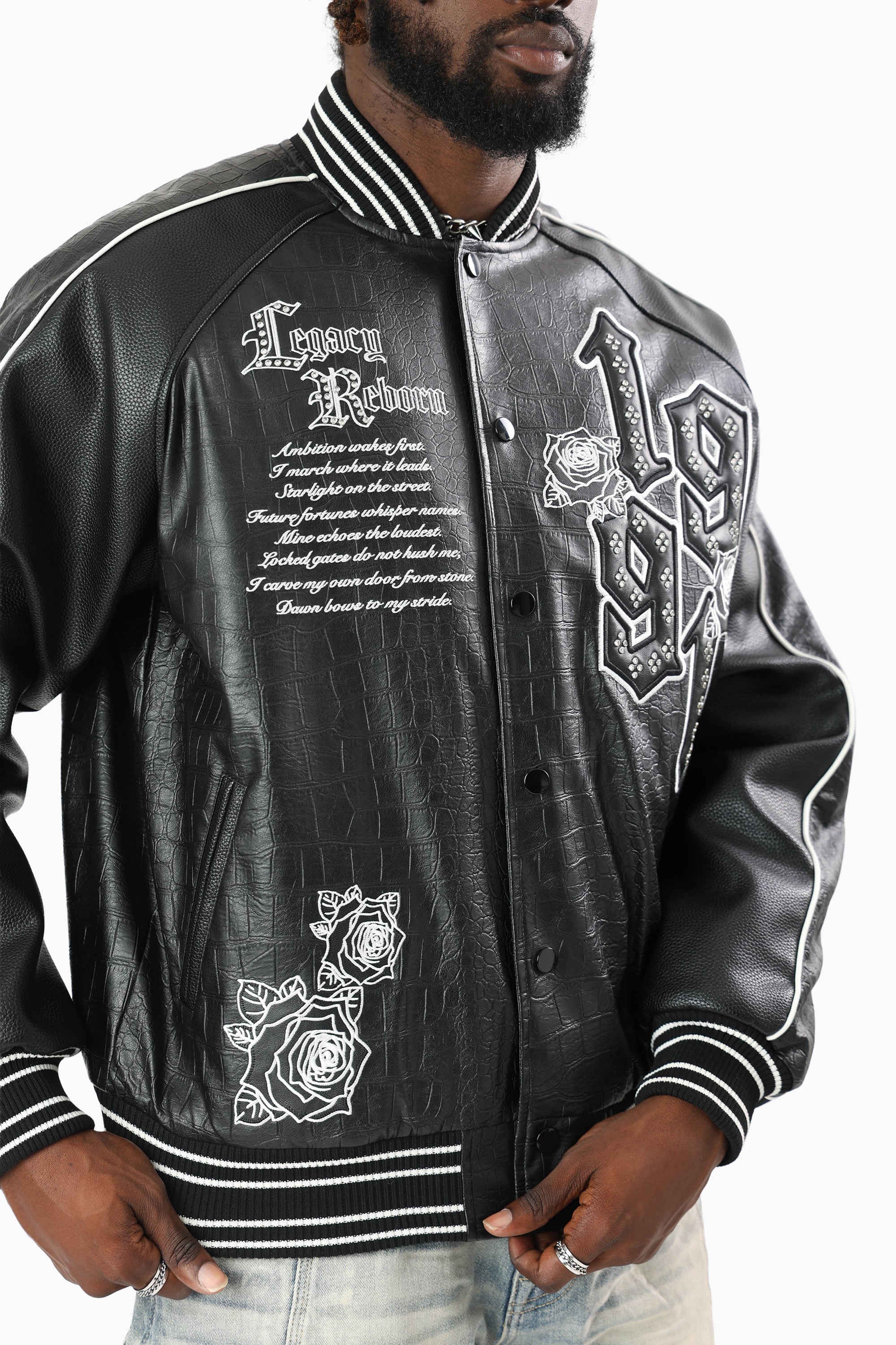 Elite Class Varsity Jacket - Crocodile Black