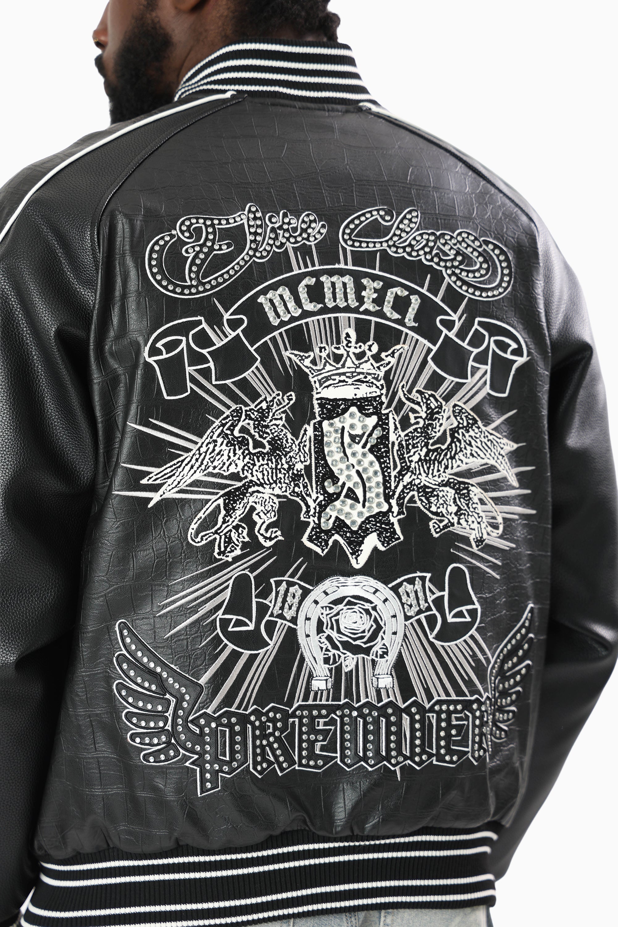 Elite Class Varsity Jacket - Crocodile Black