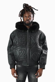 Eternal Drift Bomber With Faux Fur Hoodie - Black