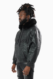Eternal Drift Bomber With Faux Fur Hoodie - Black