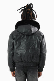 Eternal Drift Bomber With Faux Fur Hoodie - Black