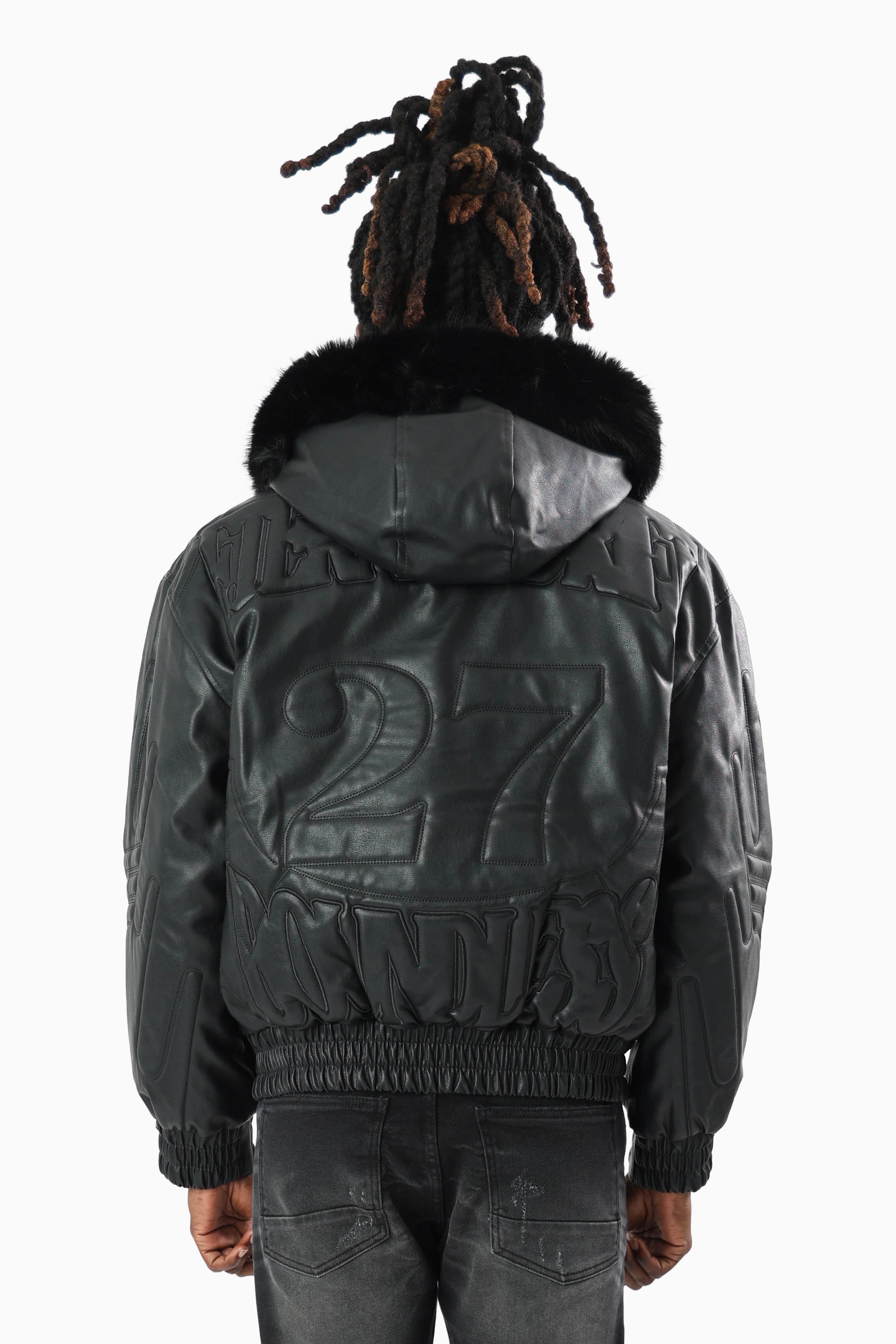 Eternal Drift Bomber With Faux Fur Hoodie - Black