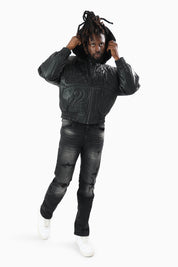 Eternal Drift Bomber With Faux Fur Hoodie - Black