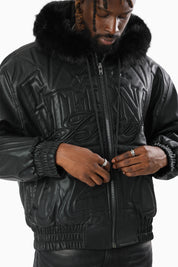Eternal Drift Bomber With Faux Fur Hoodie - Black