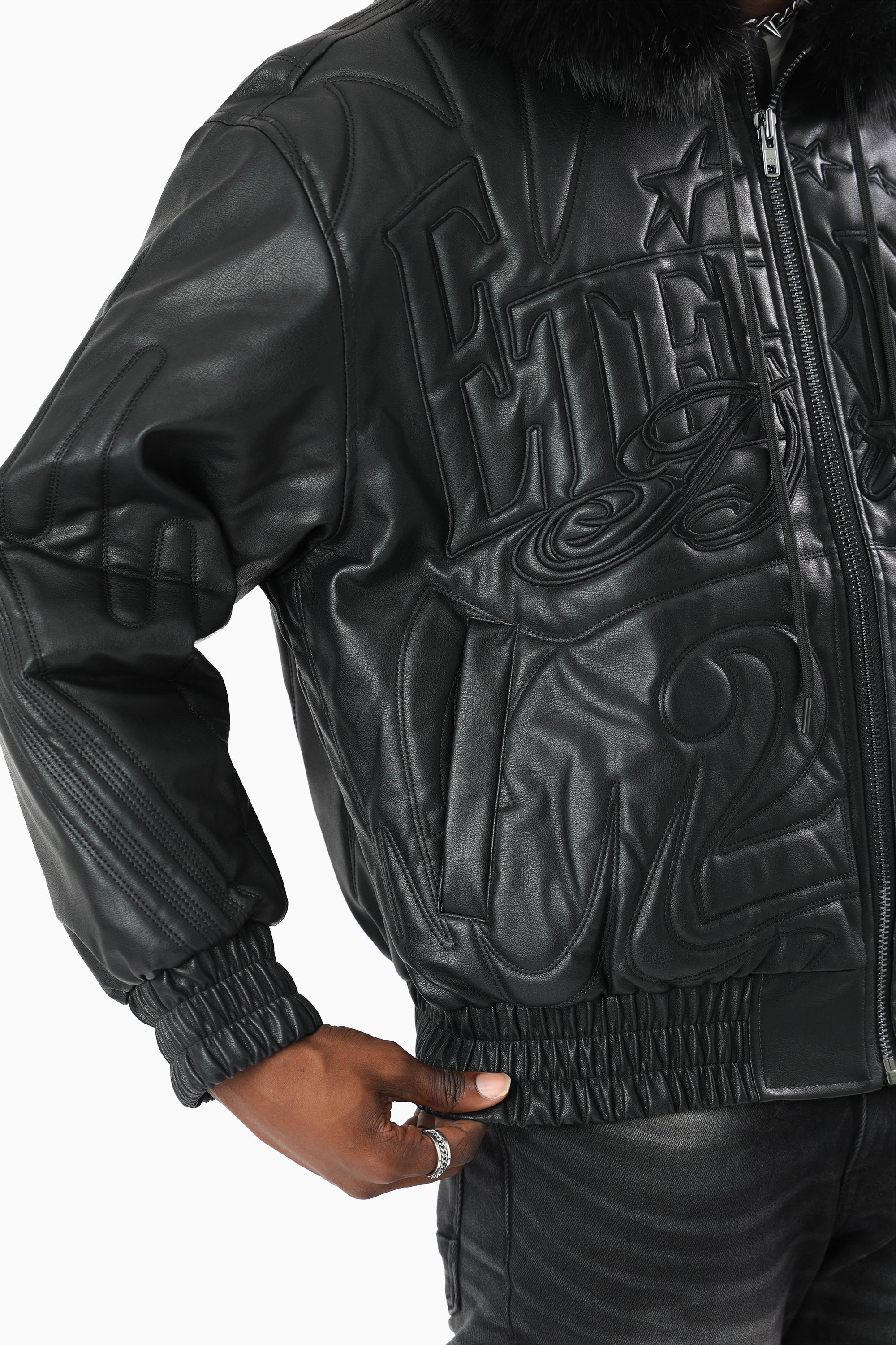 Eternal Drift Bomber With Faux Fur Hoodie - Black