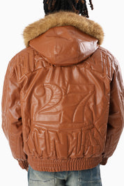 Eternal Drift Bomber With Faux Fur Hoodie - Brown