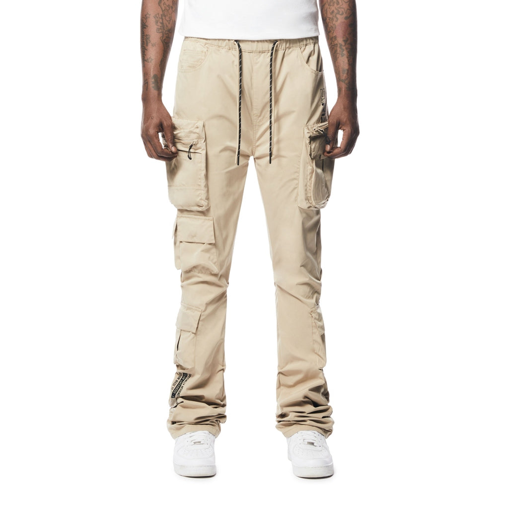 Smoke Rise Stacked Windbreaker Utility Pants - Khaki