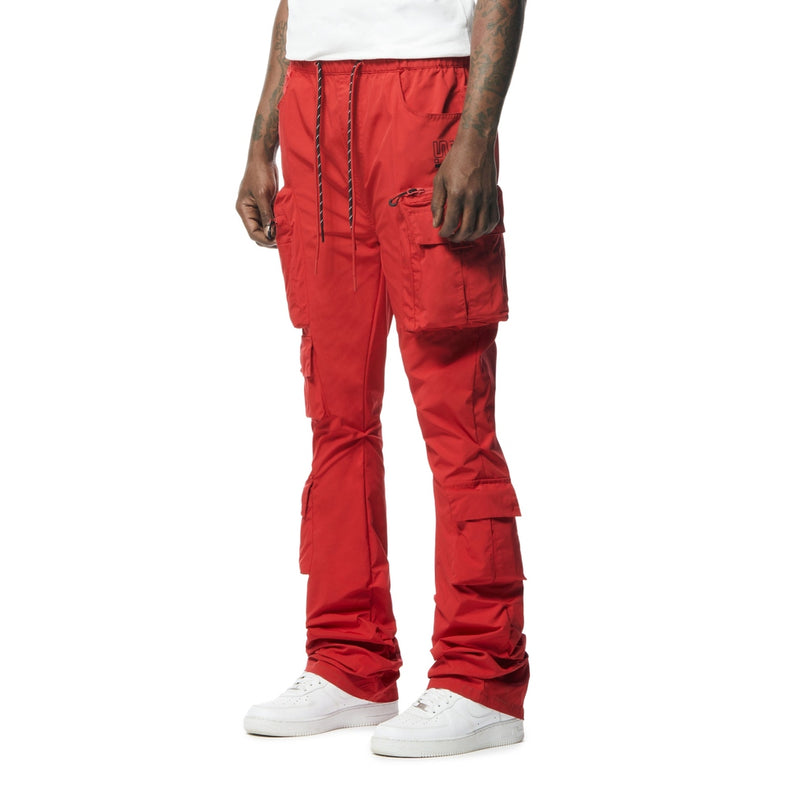 Stacked Windbreaker Utility Pants - Red