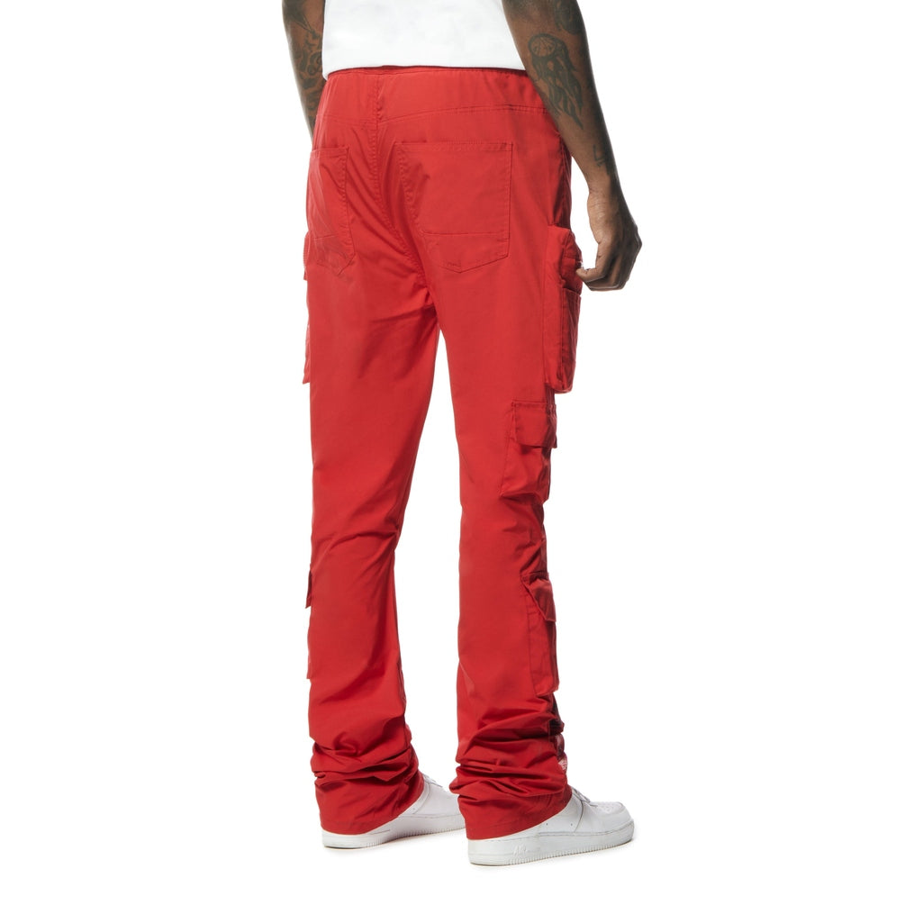 Smoke Rise Stacked Windbreaker Utility Pants - Red