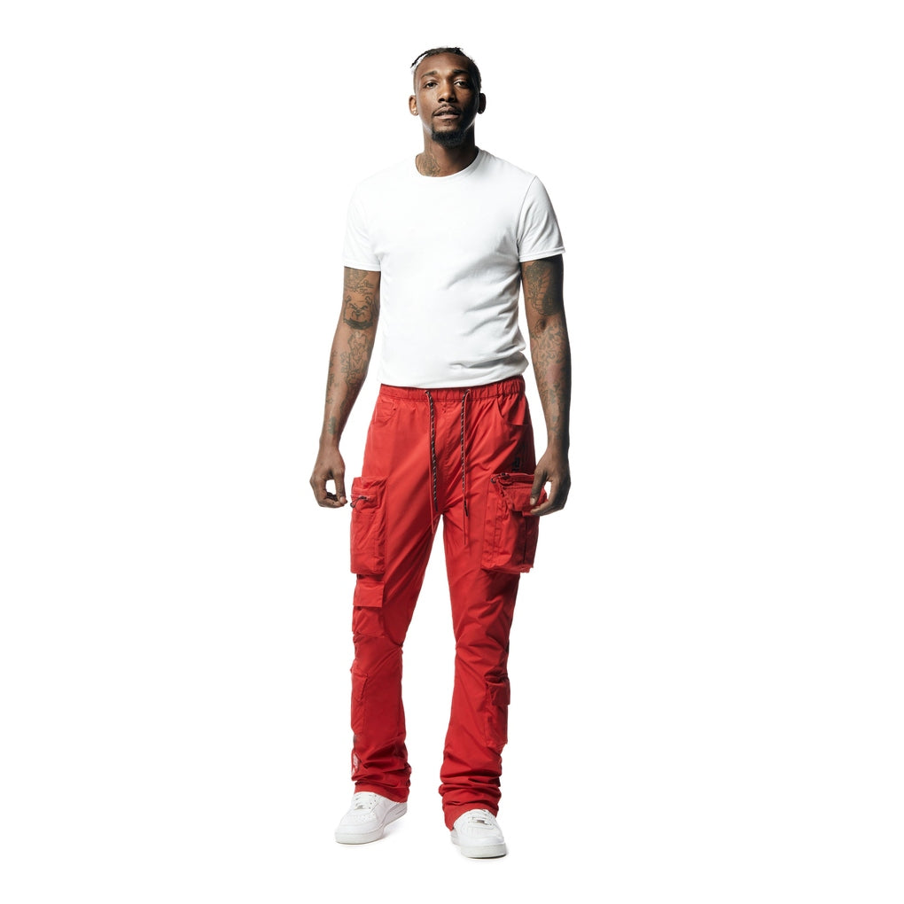 Smoke Rise Stacked Windbreaker Utility Pants - Red