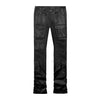 Vegan Leather Stacked Utility Pants - Black